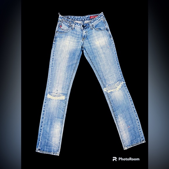 Miss Sixty Jeans Vintage Boot Cut Straight Ripped 100% Cotton Light Wash - 24 - Picture 3 of 14